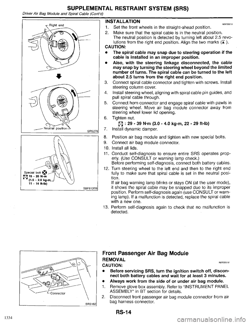 INFINITI QX4 1998  Factory Service Manual 1334 