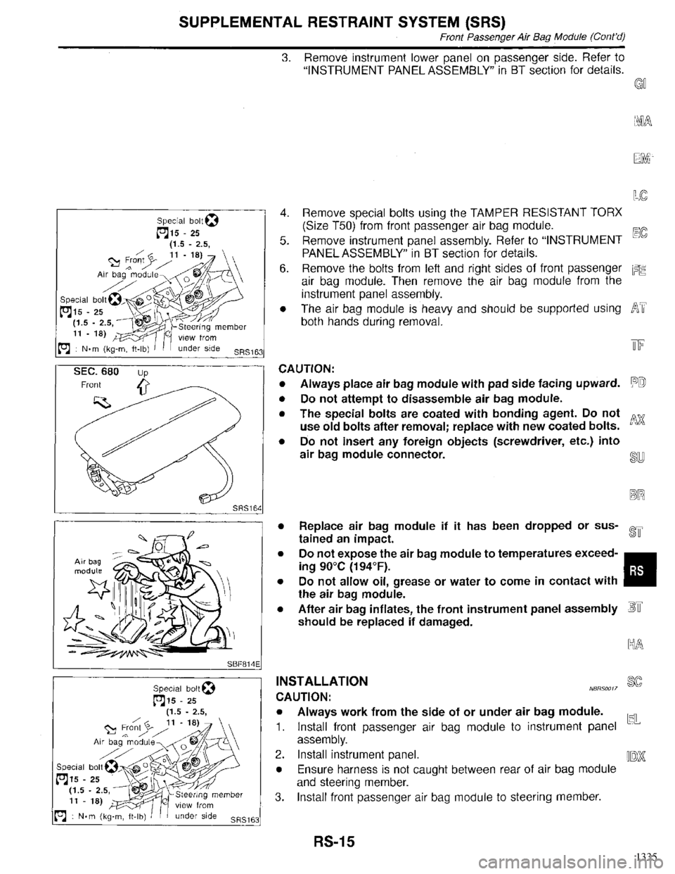 INFINITI QX4 1998  Factory Service Manual 1335 