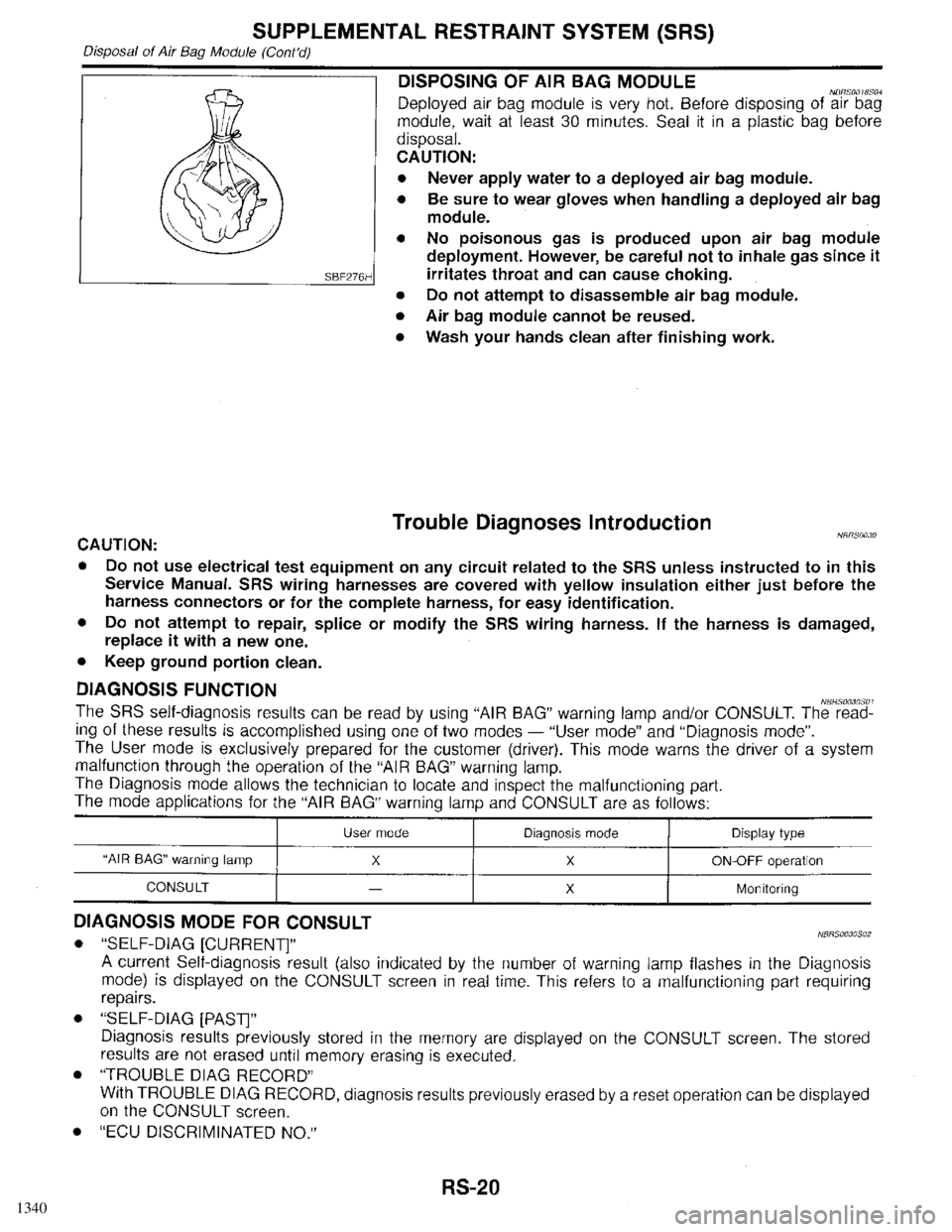 INFINITI QX4 1998  Factory Service Manual 1340 