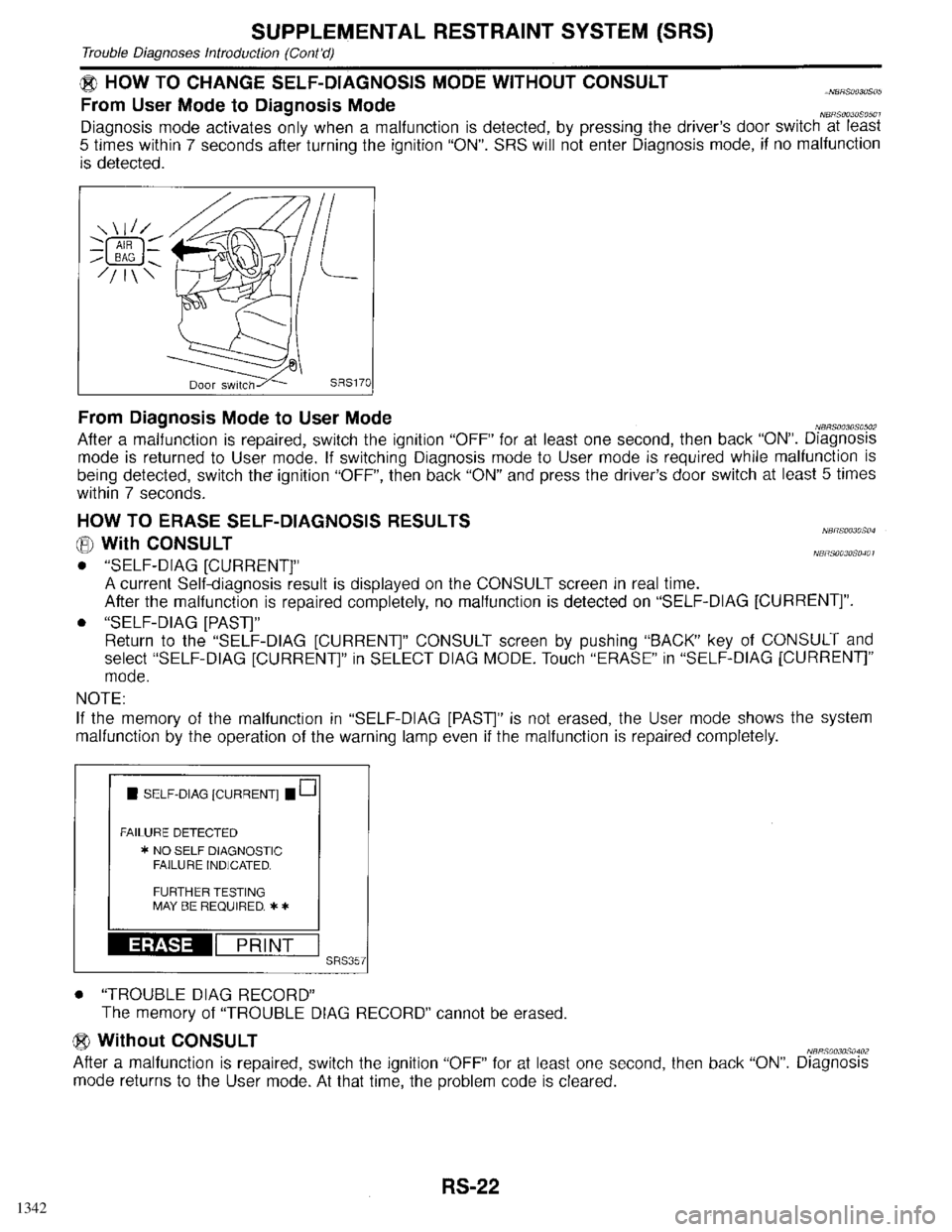 INFINITI QX4 1998  Factory Service Manual 1342 