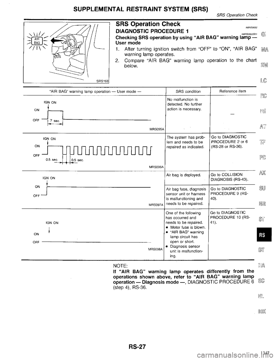 INFINITI QX4 1998  Factory Service Manual 1347 