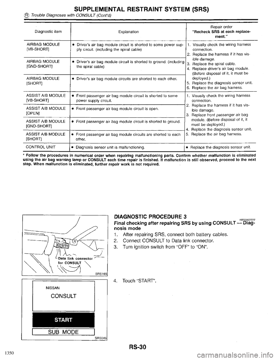 INFINITI QX4 1998  Factory Service Manual 1350 