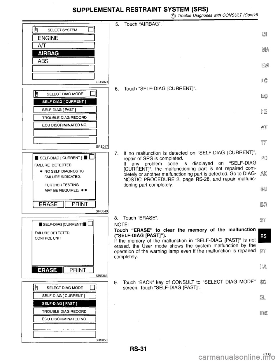 INFINITI QX4 1998  Factory Service Manual 1351 