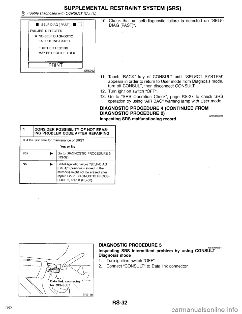 INFINITI QX4 1998  Factory Service Manual 1352 