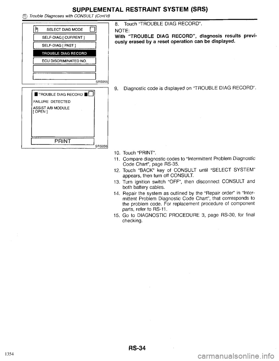INFINITI QX4 1998  Factory Service Manual 1354 