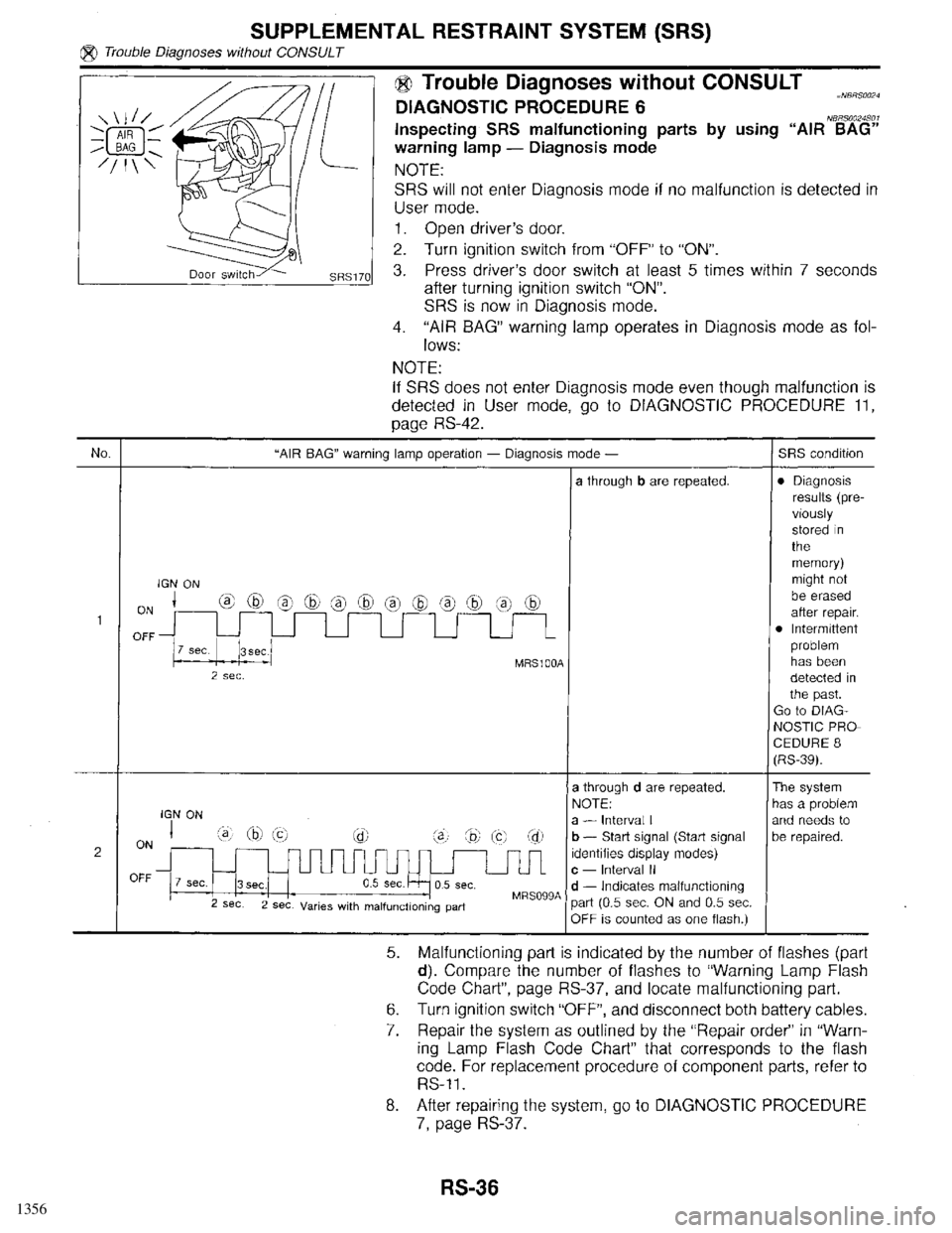 INFINITI QX4 1998  Factory Service Manual 1356 