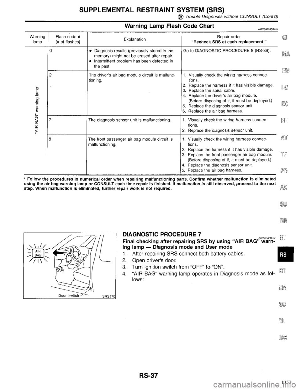 INFINITI QX4 1998  Factory Service Manual 1357 