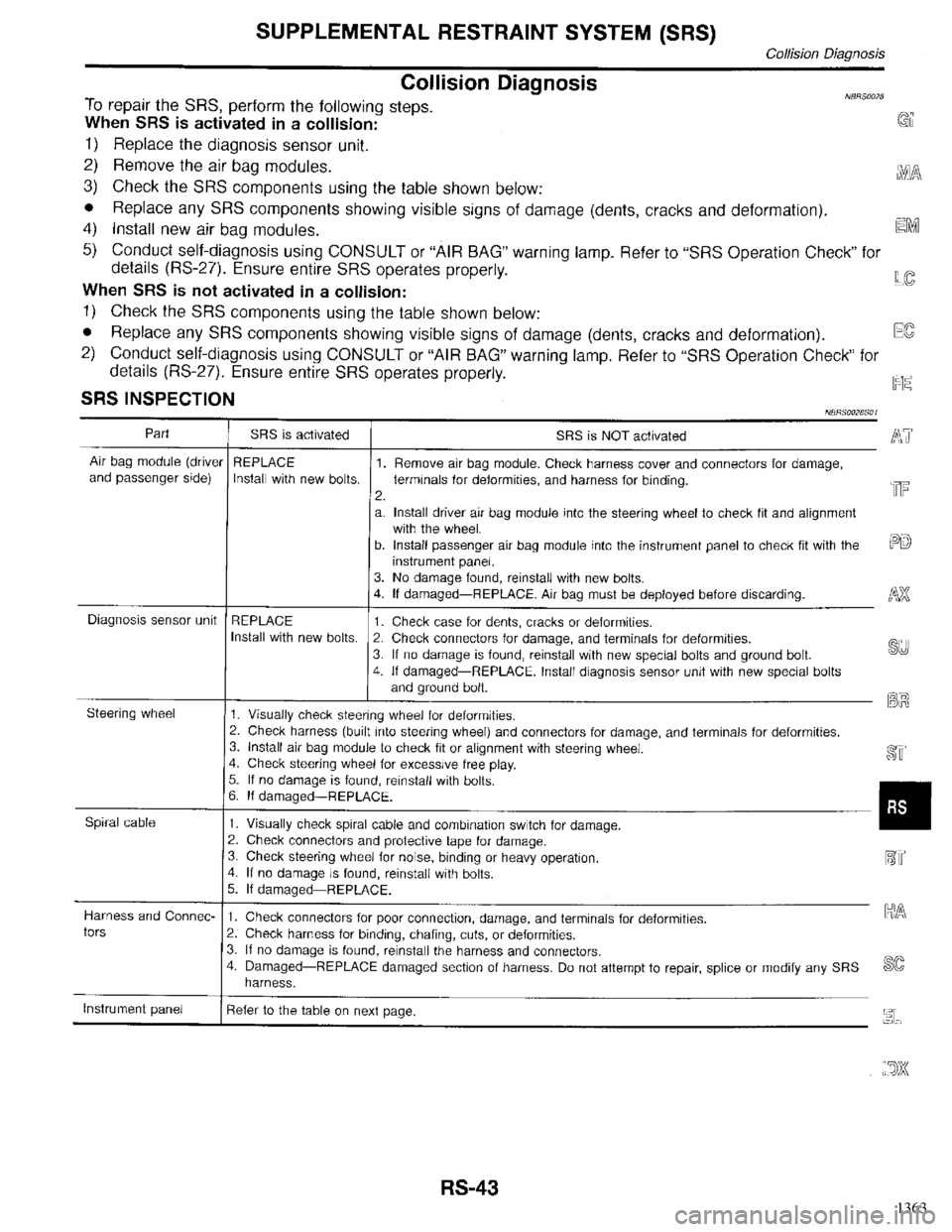 INFINITI QX4 1998  Factory Service Manual 1363 