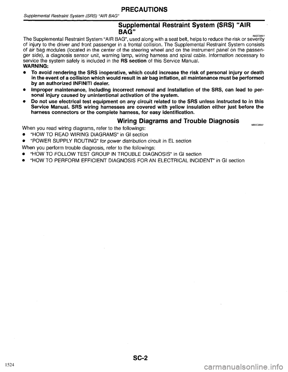 INFINITI QX4 1998  Factory Service Manual 1524 