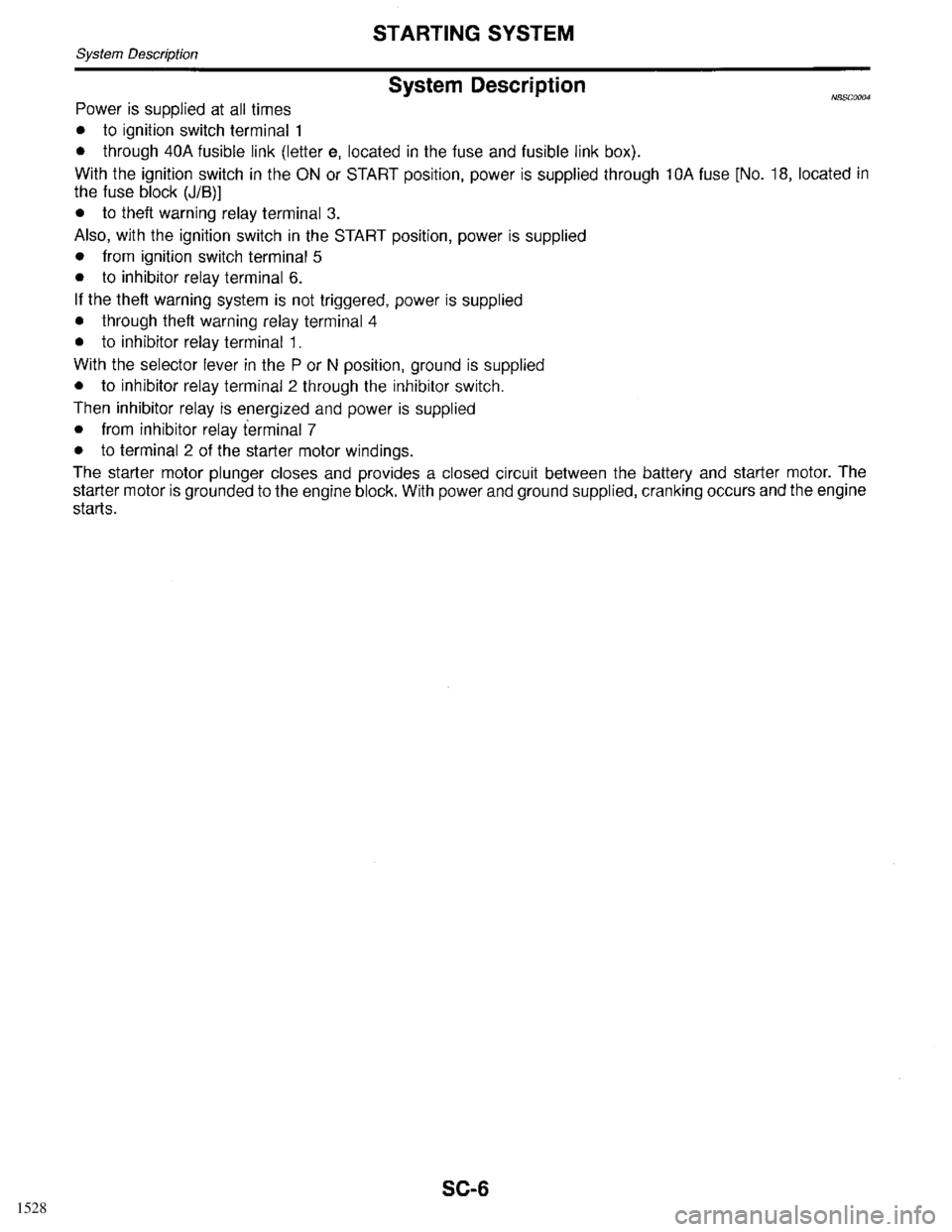 INFINITI QX4 1998  Factory Service Manual 1528 