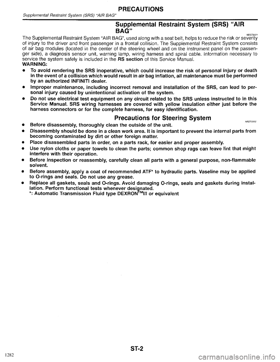 INFINITI QX4 1998  Factory Service Manual 1282 