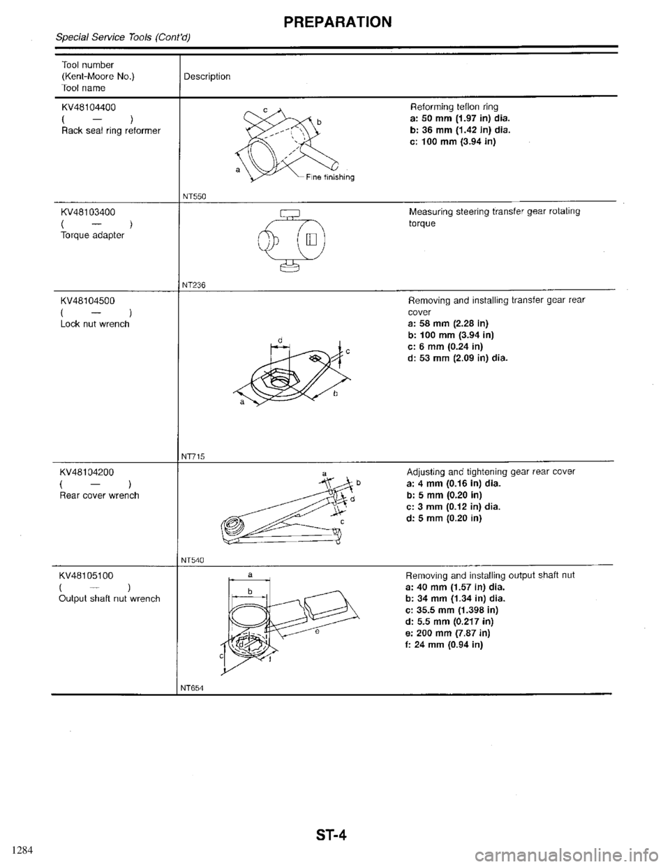 INFINITI QX4 1998  Factory Service Manual 1284 