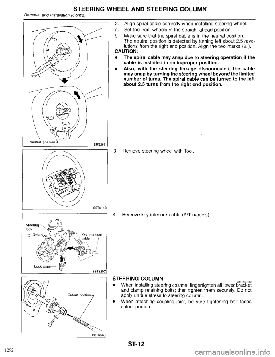 INFINITI QX4 1998  Factory Service Manual 1292 