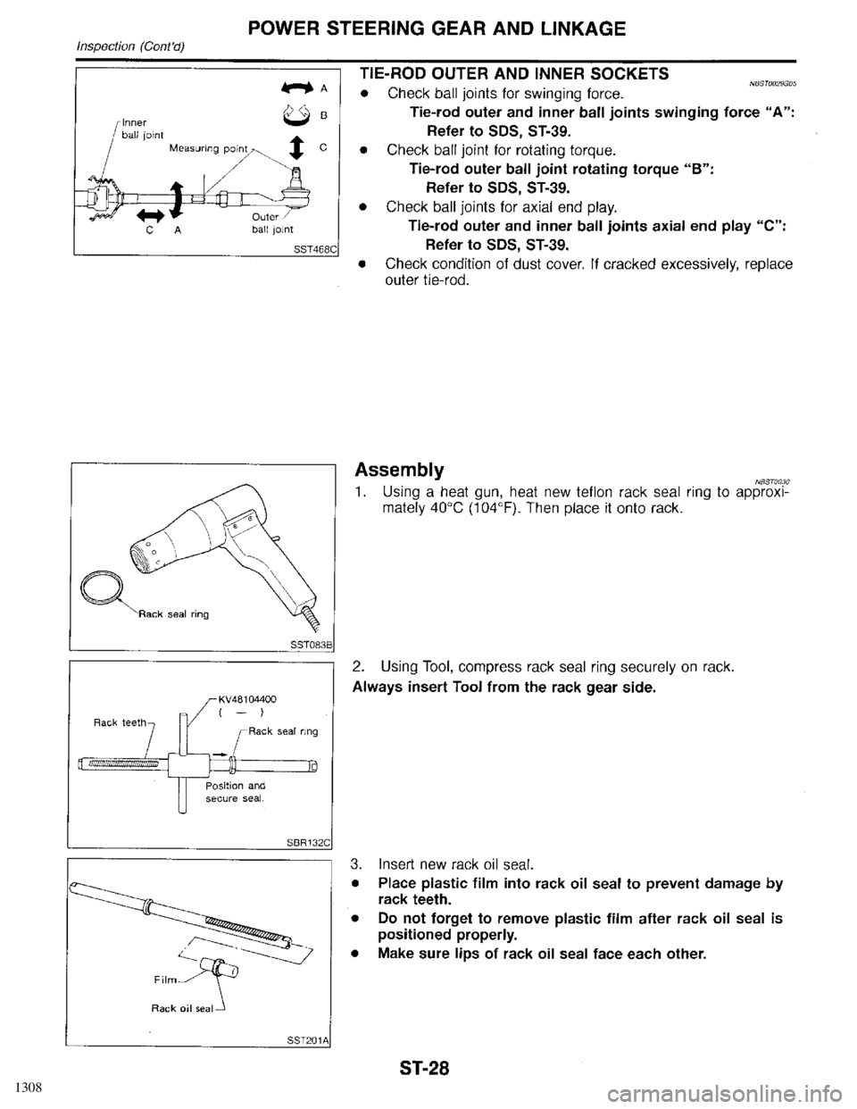 INFINITI QX4 1998  Factory Service Manual 1308 