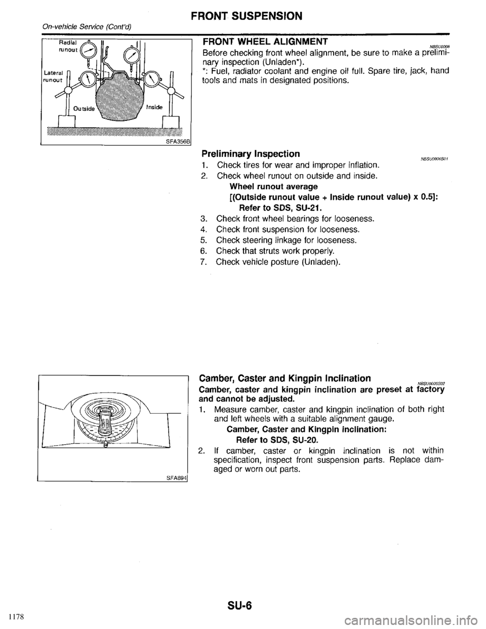 INFINITI QX4 1998  Factory Service Manual 1178 