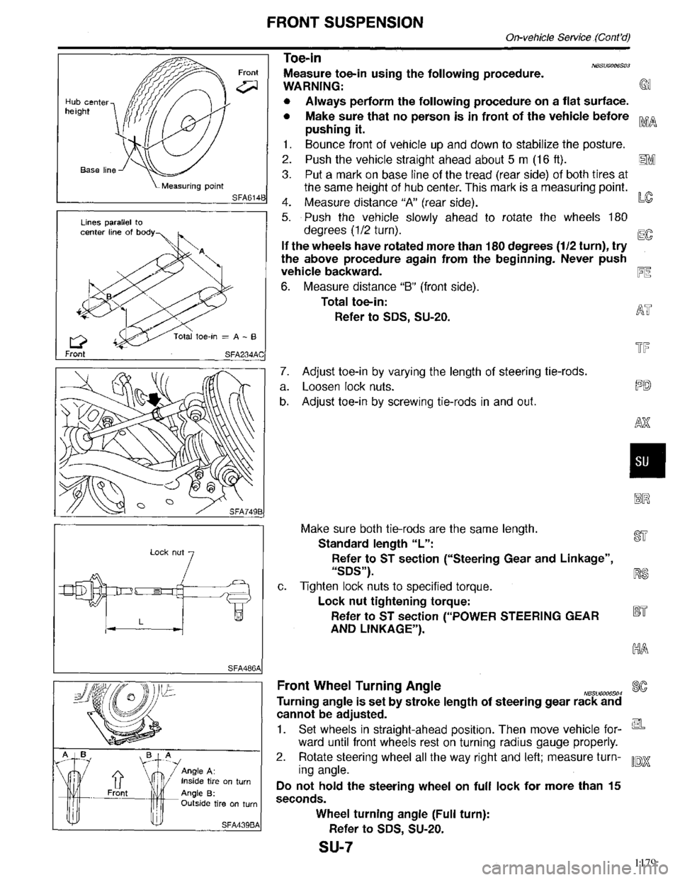 INFINITI QX4 1998  Factory Service Manual 1179 