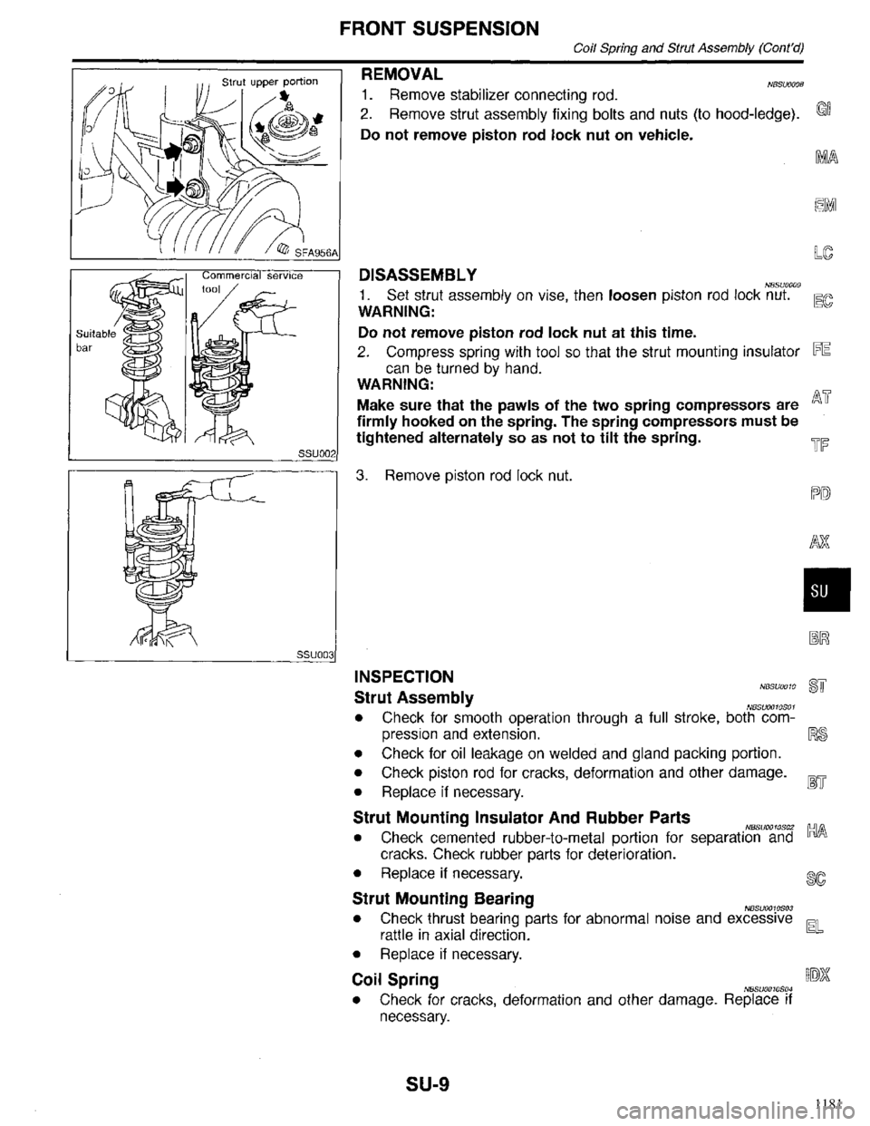 INFINITI QX4 1998  Factory Service Manual 1181 