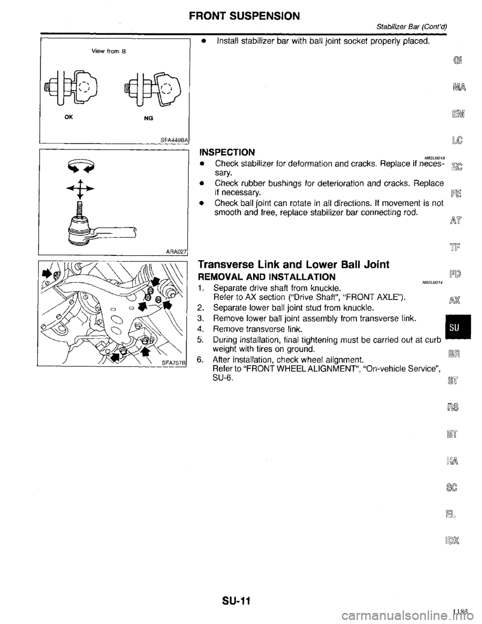 INFINITI QX4 1998  Factory Service Manual 1183 