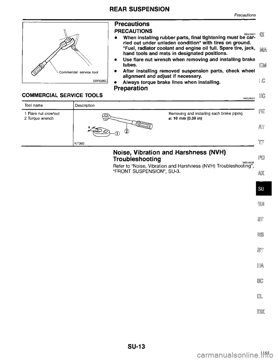 INFINITI QX4 1998  Factory Service Manual 1185 