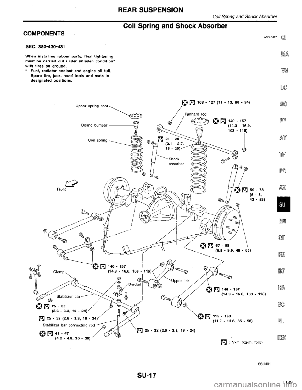 INFINITI QX4 1998  Factory Service Manual 1189 
