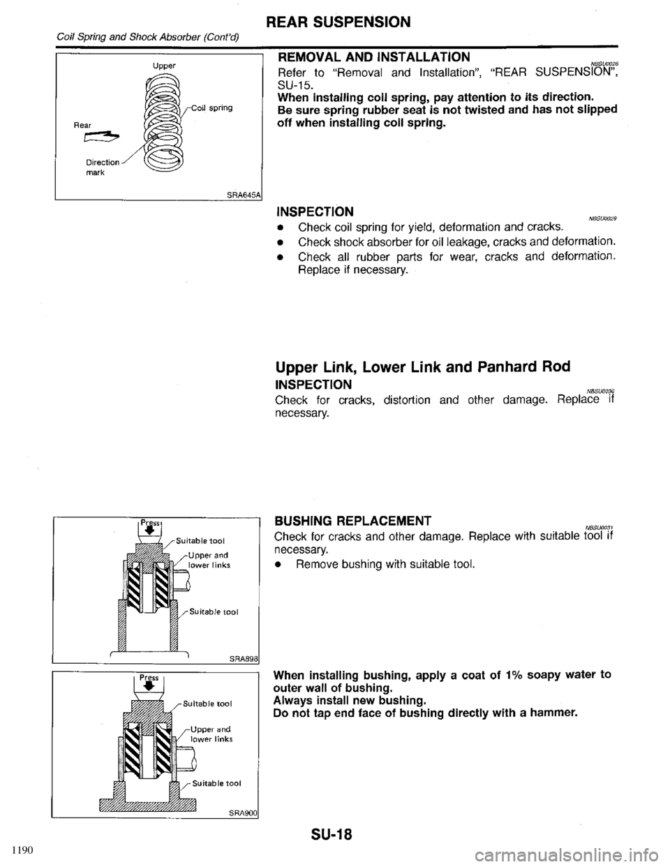 INFINITI QX4 1998  Factory Service Manual 1190 