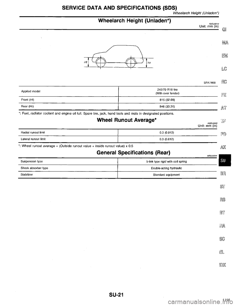 INFINITI QX4 1998  Factory Service Manual 1193 
