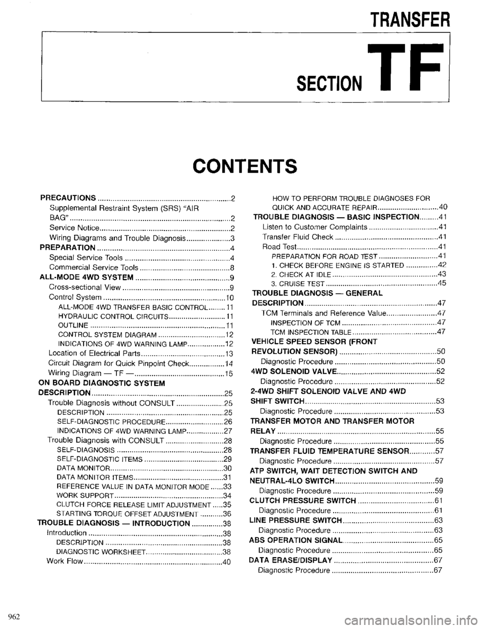 INFINITI QX4 1998  Factory Service Manual 962 