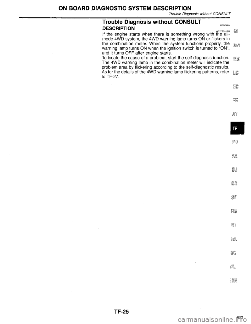 INFINITI QX4 1998  Factory Service Manual 987 