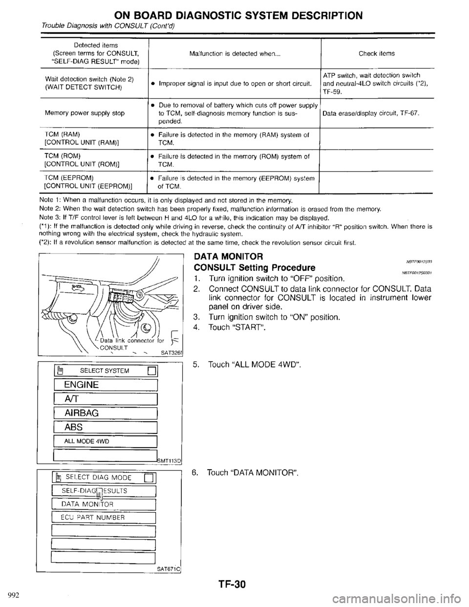 INFINITI QX4 1998  Factory Service Manual 992 