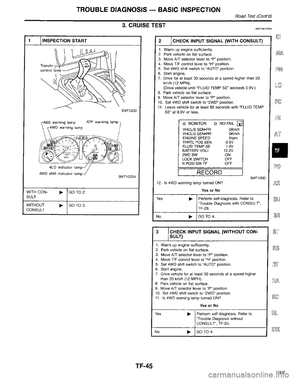 INFINITI QX4 1998  Factory Service Manual 1007 