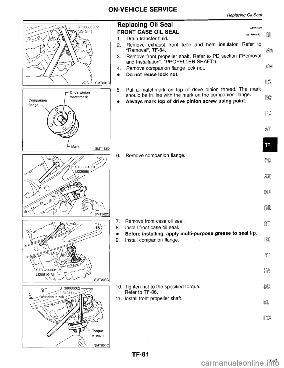 INFINITI QX4 1998  Factory Service Manual 1043 