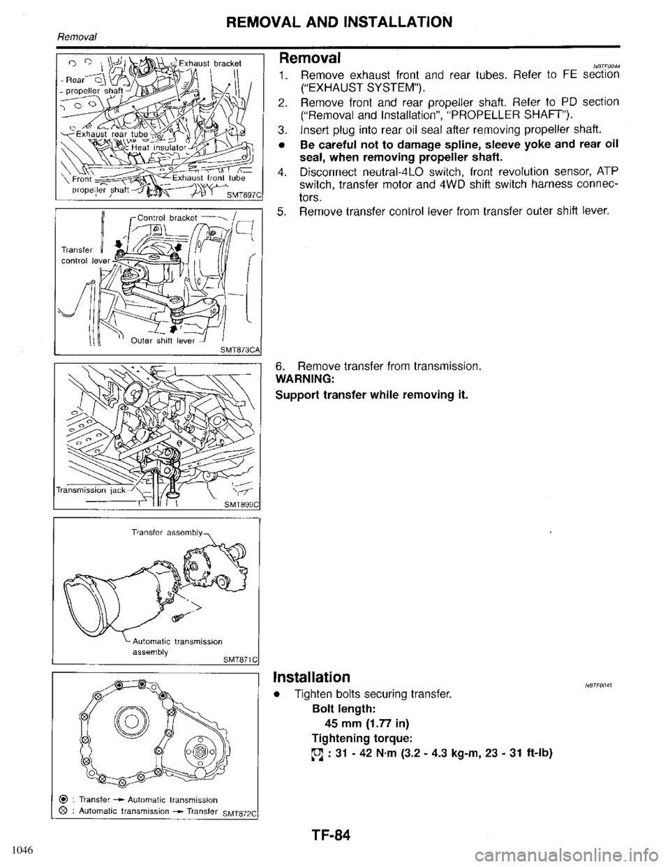 INFINITI QX4 1998  Factory Service Manual 1046 