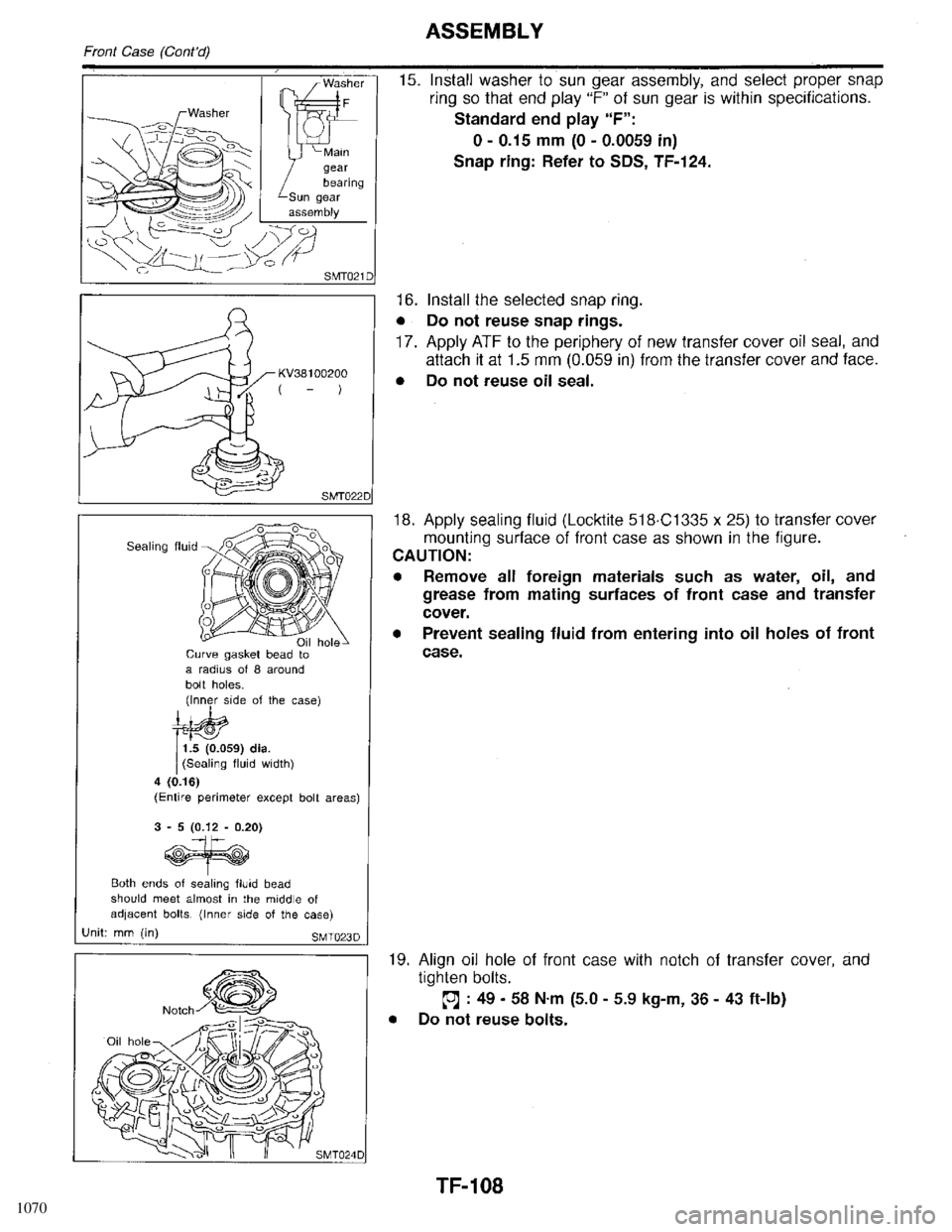 INFINITI QX4 1998  Factory Service Manual 1070 