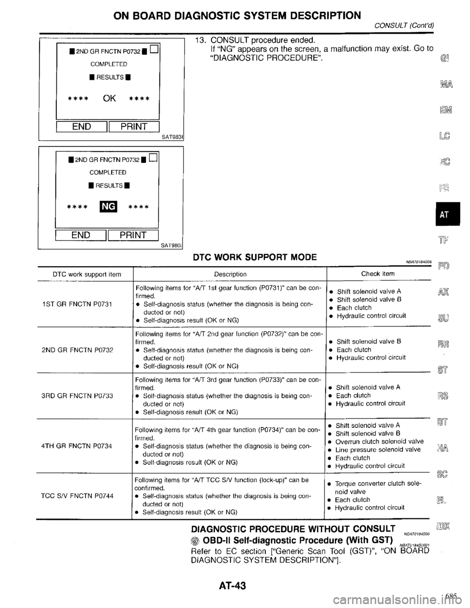 INFINITI QX4 1998  Factory Service Manual 685 