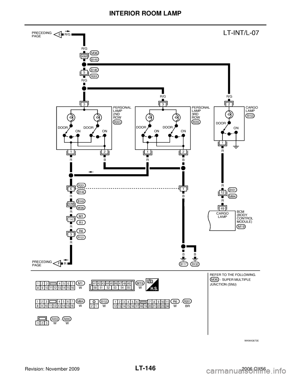 INFINITI QX56 2006  Factory Service Manual LT-146
INTERIOR ROOM LAMP
Revision: November 20092006 QX56
WKWA3673E 