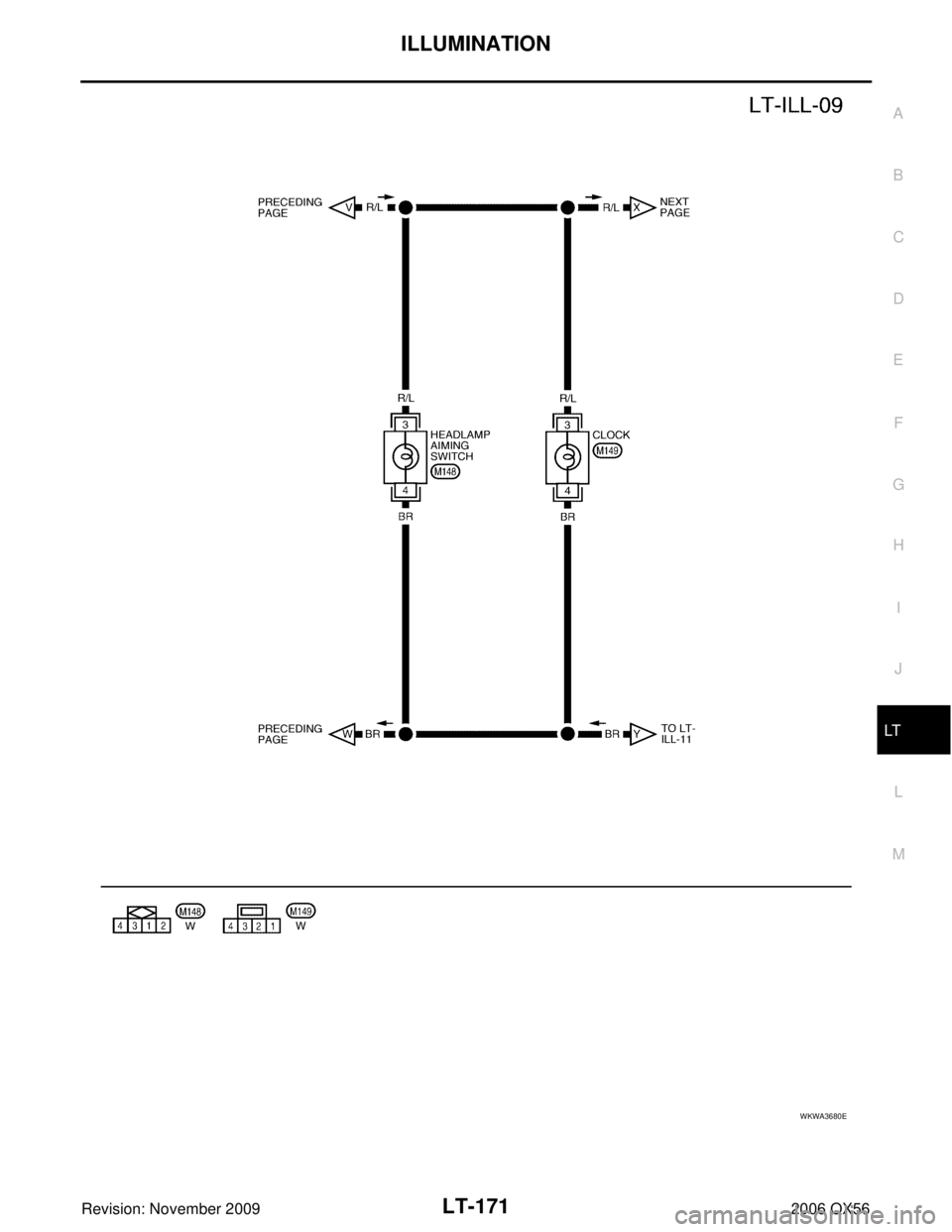 INFINITI QX56 2006  Factory Service Manual ILLUMINATIONLT-171
C
DE
F
G H
I
J
L
M A
B
LT
Revision: November 2009 2006 QX56
WKWA3680E 