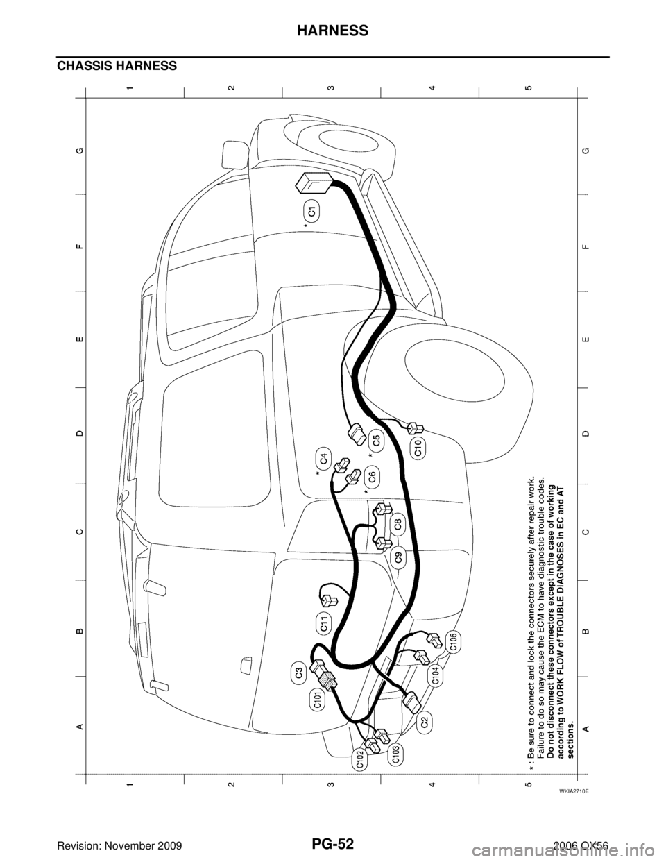 INFINITI QX56 2006  Factory Service Manual PG-52
HARNESS
Revision: November 20092006 QX56
CHASSIS HARNESS
WKIA2710E 