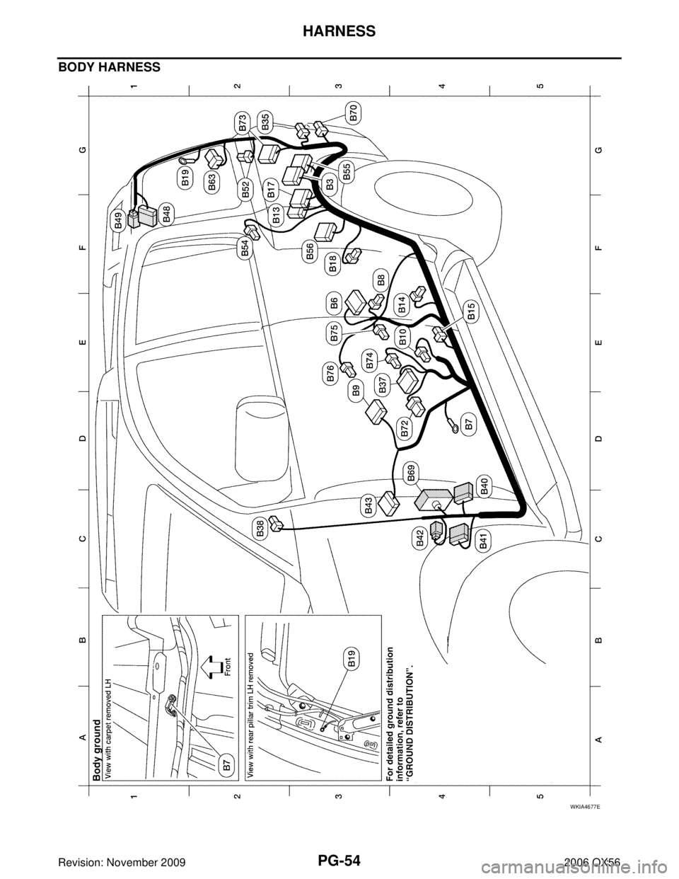 INFINITI QX56 2006  Factory Service Manual PG-54
HARNESS
Revision: November 20092006 QX56
BODY HARNESS
WKIA4677E 
