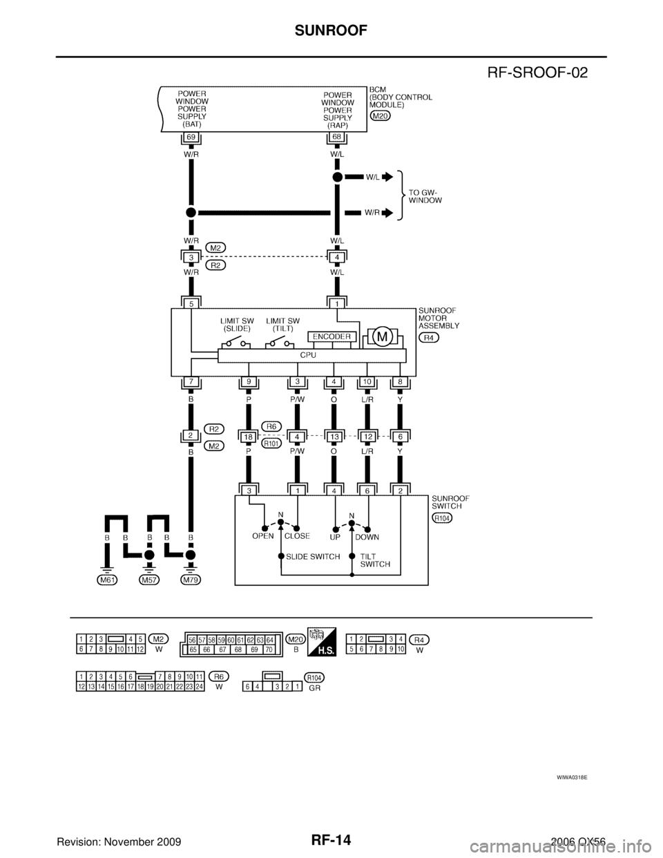 INFINITI QX56 2006  Factory Service Manual RF-14
SUNROOF
Revision: November 20092006 QX56
WIWA0318E 