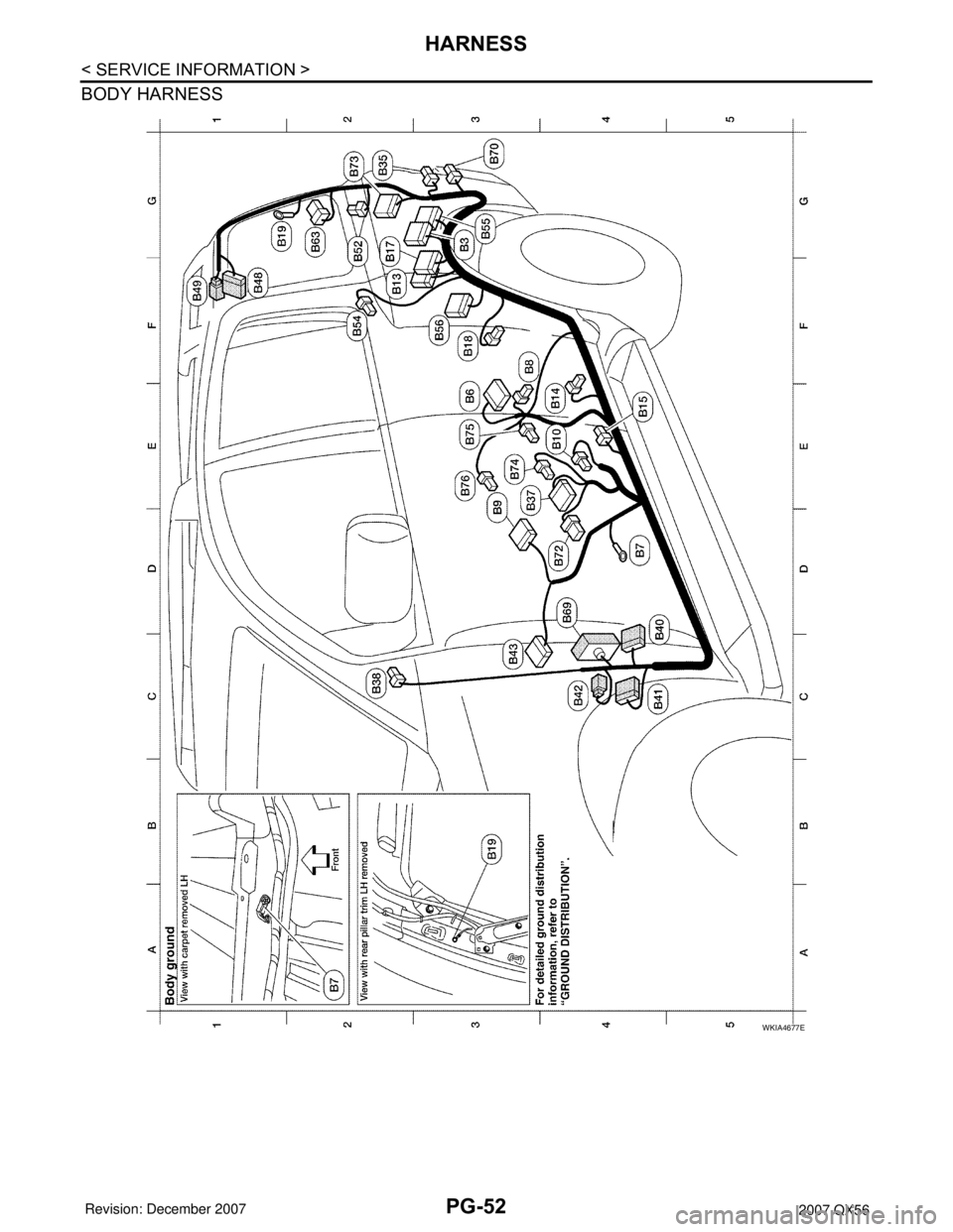 INFINITI QX56 2007  Factory Service Manual PG-52
< SERVICE INFORMATION >
HARNESS
BODY HARNESS
WKIA4677E 