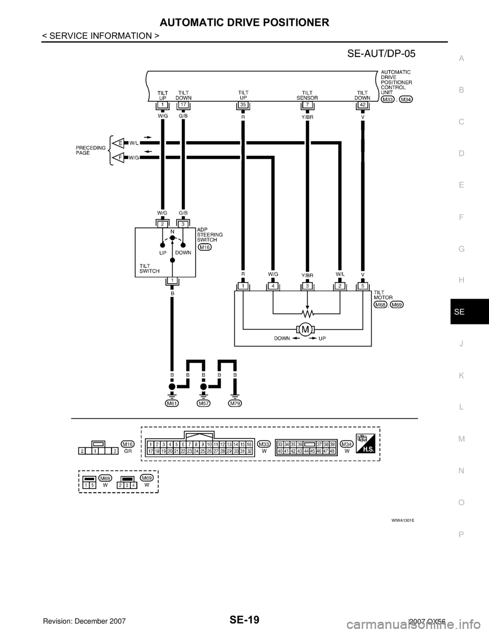 INFINITI QX56 2007  Factory Service Manual AUTOMATIC DRIVE POSITIONER
SE-19
< SERVICE INFORMATION >
C
D
E
F
G
H
J
K
L
MA
B
SE
N
O
P
WIWA1301E 