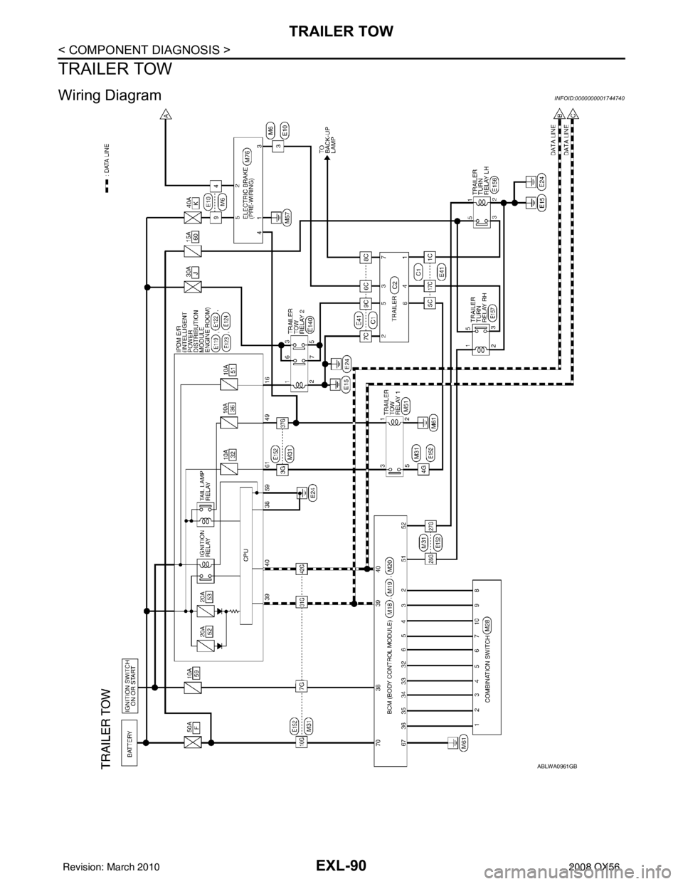 INFINITI QX56 2008  Factory Service Manual EXL-90
< COMPONENT DIAGNOSIS >
TRAILER TOW
TRAILER TOW
Wiring DiagramINFOID:0000000001744740
ABLWA0961GB
Revision: March 20102008 QX56 