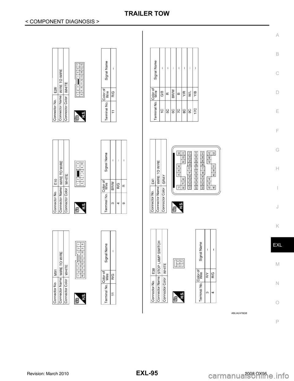 INFINITI QX56 2008  Factory Service Manual TRAILER TOWEXL-95
< COMPONENT DIAGNOSIS >
C
DE
F
G H
I
J
K
M A
B
EXL
N
O P
ABLIA2476GB
Revision: March 2010 2008 QX56 