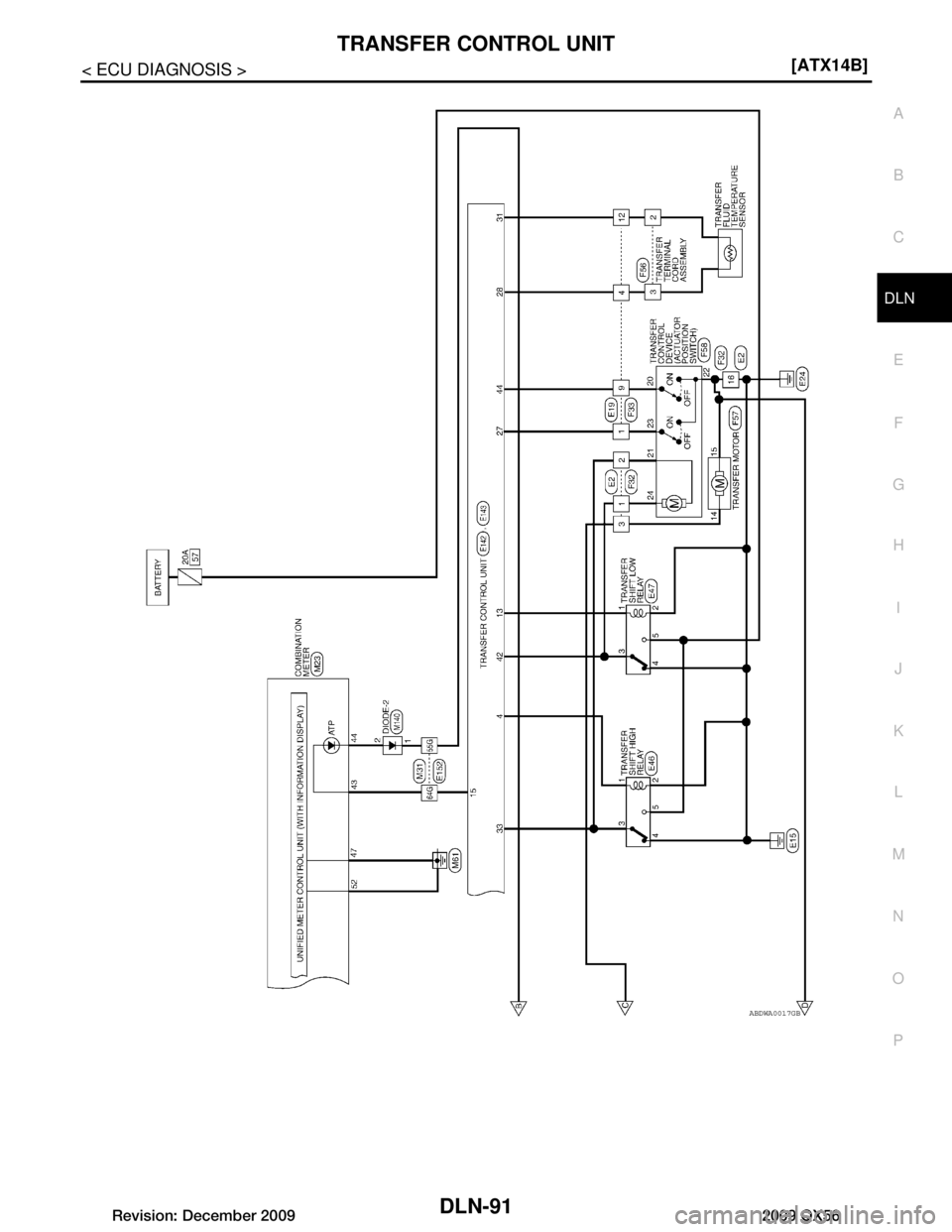 INFINITI QX56 2009  Factory Service Manual 
TRANSFER CONTROL UNITDLN-91
< ECU DIAGNOSIS > [ATX14B]
C
EF
G H
I
J
K L
M A
B
DLN
N
O P
ABDWA0017GB
Revision: December 20092009 QX56  