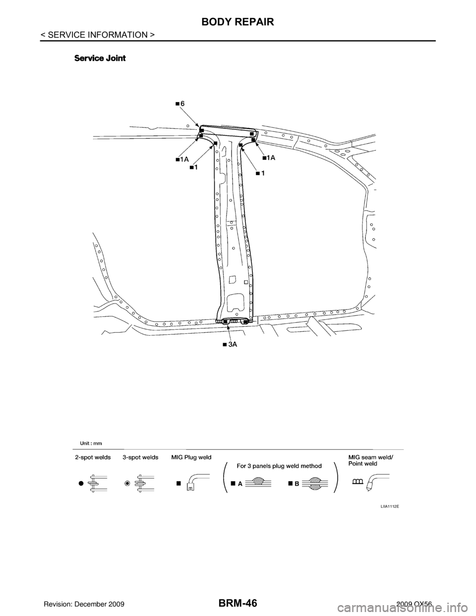 INFINITI QX56 2009  Factory Service Manual BRM-46
< SERVICE INFORMATION >
BODY REPAIR
LIIA1112E
Revision: December 20092009 QX56 