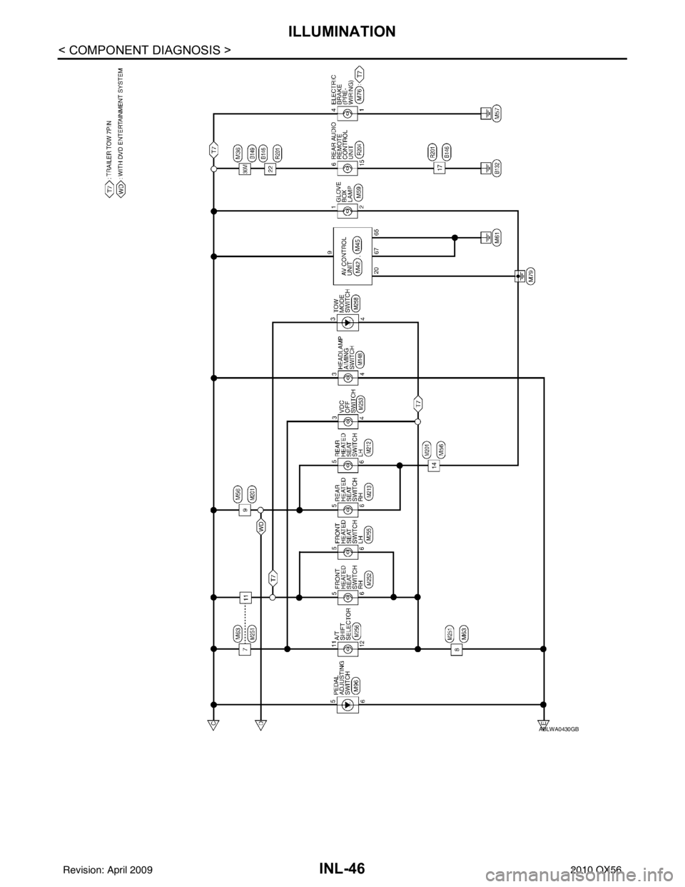 INFINITI QX56 2010  Factory Service Manual INL-46
< COMPONENT DIAGNOSIS >
ILLUMINATION
ABLWA0430GB
Revision: April 20092010 QX56 