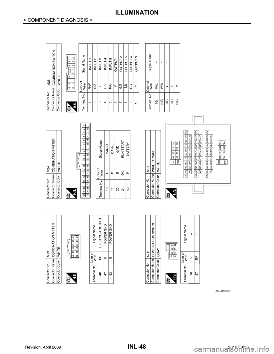INFINITI QX56 2010  Factory Service Manual INL-48
< COMPONENT DIAGNOSIS >
ILLUMINATION
ABLIA1396GB
Revision: April 20092010 QX56 