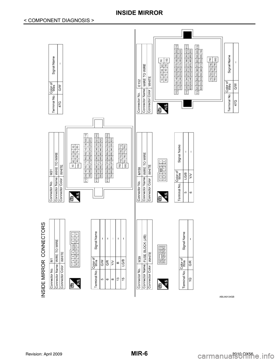 INFINITI QX56 2010  Factory Service Manual MIR-6
< COMPONENT DIAGNOSIS >
INSIDE MIRROR
ABLIA0134GB
Revision: April 20092010 QX56 