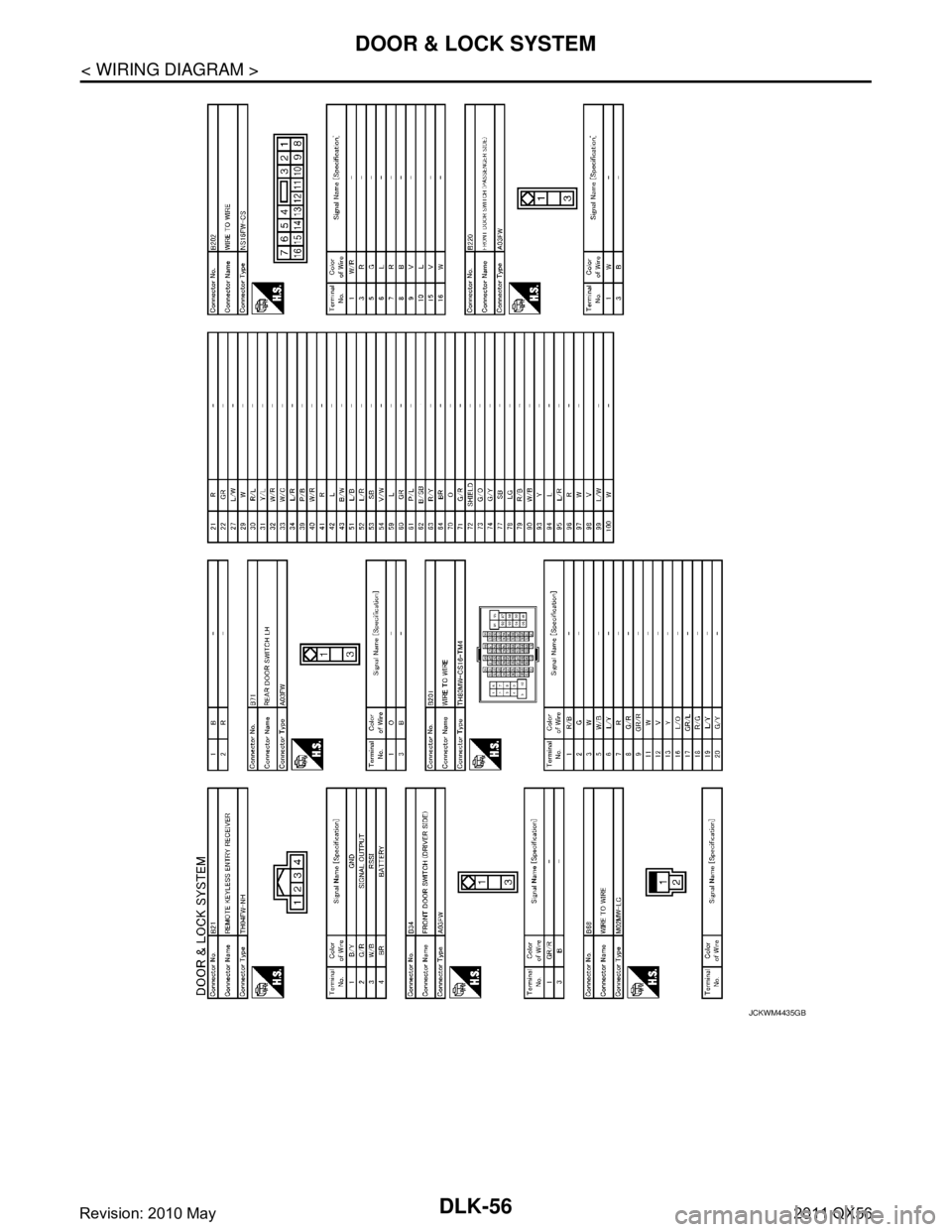INFINITI QX56 2011  Factory Service Manual 
DLK-56
< WIRING DIAGRAM >
DOOR & LOCK SYSTEM
JCKWM4435GB
Revision: 2010 May2011 QX56  