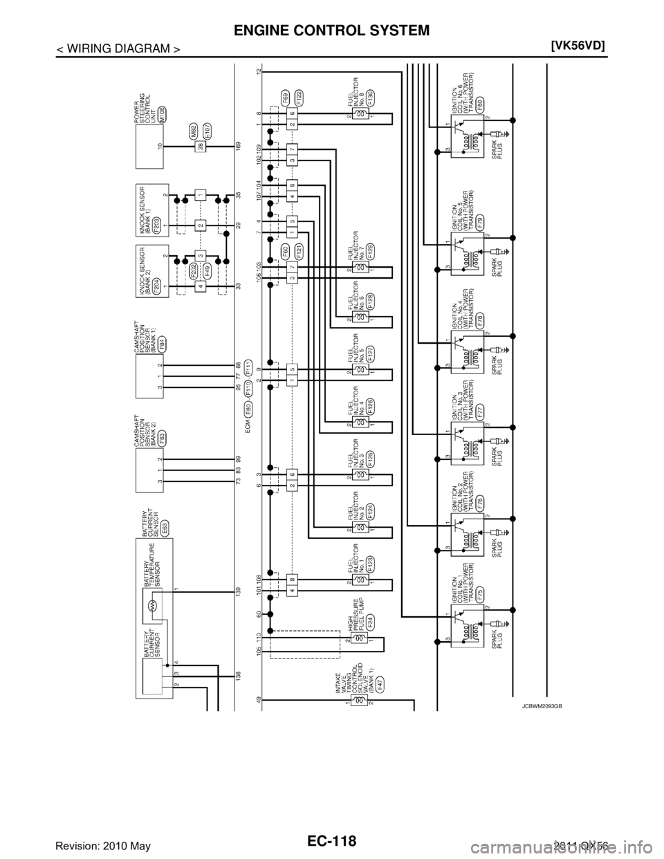 INFINITI QX56 2011  Factory Service Manual 
EC-118
< WIRING DIAGRAM >[VK56VD]
ENGINE CONTROL SYSTEM
JCBWM2093GB
Revision: 2010 May2011 QX56  